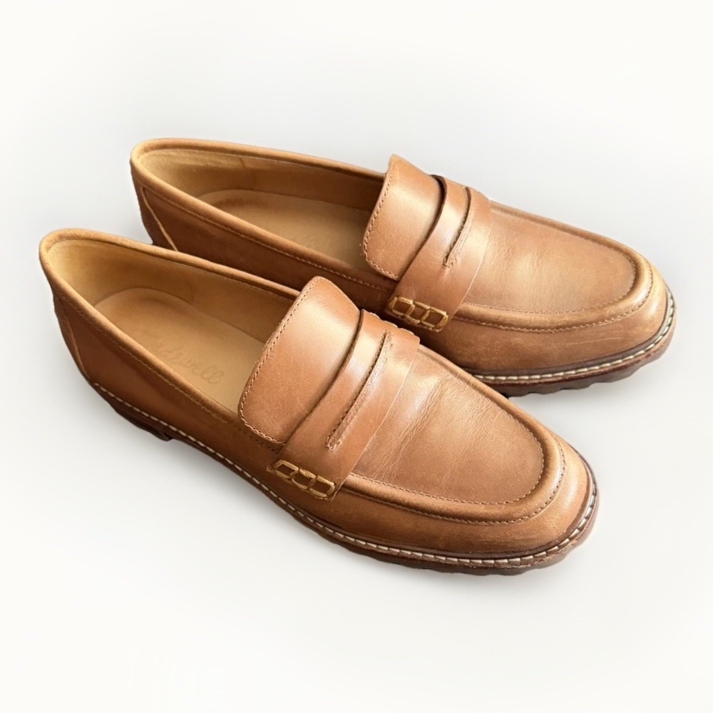 Madewell Corinne Lugsole Loafers Maple Brown Leather Size 6.5